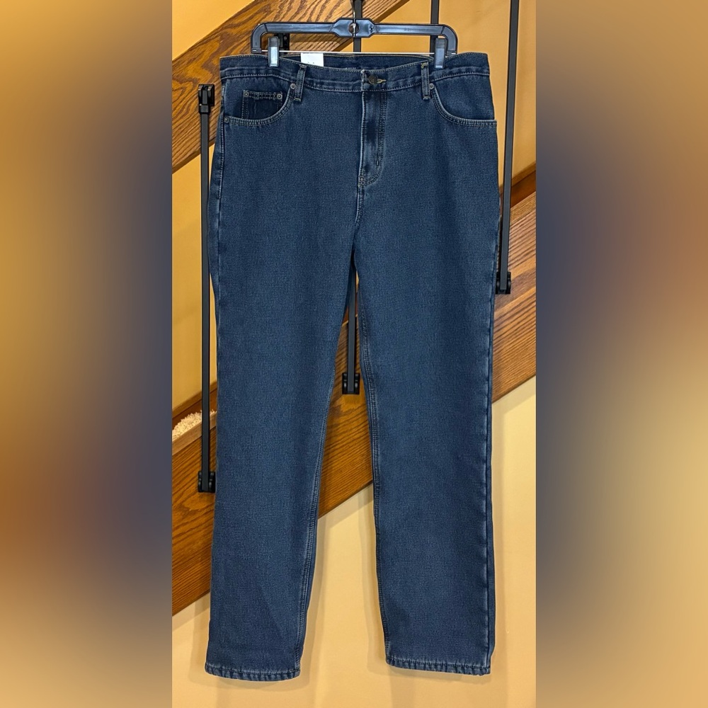 Full Blue Fleece Lined Straight Leg Jeans Relaxed Fit SZ. 14/31 Womens NWT